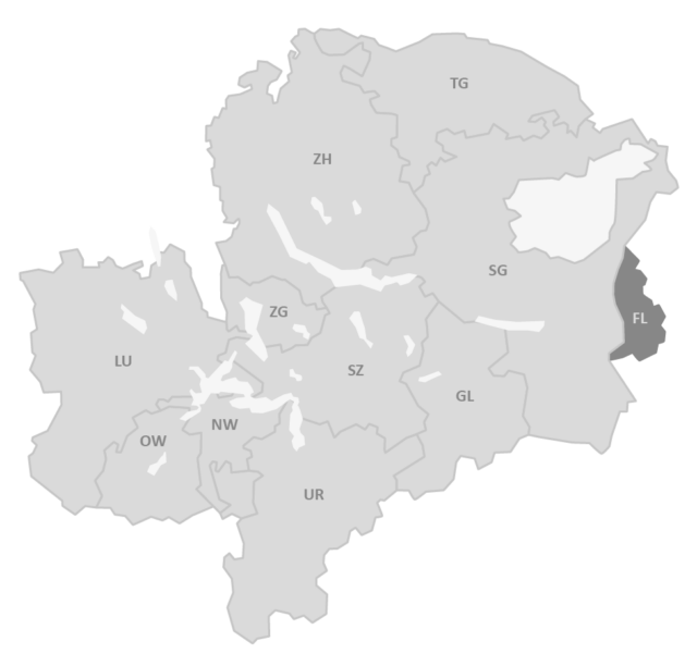 Grafik einer Landkarte der Mitglieder im VIWZ inkl. Fürstentum Liechtenstein